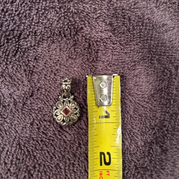 John Hardy vintage sterling and 18k gold rhodolite garnet slide pendant - Picture 2 of 5